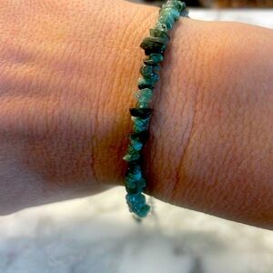 Beautiful Natural emerald bracelet with extension in sterling silver. Size 7”